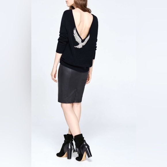 BA&SH Lady Pullover Embellishing Red Sweater - Picture 3 of 6